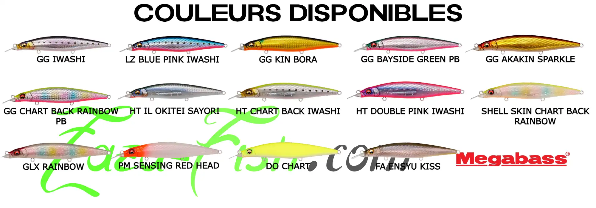 Coloris recommandés du Megabass Cookai BRING 130 F pour maximiser vos prises en mer