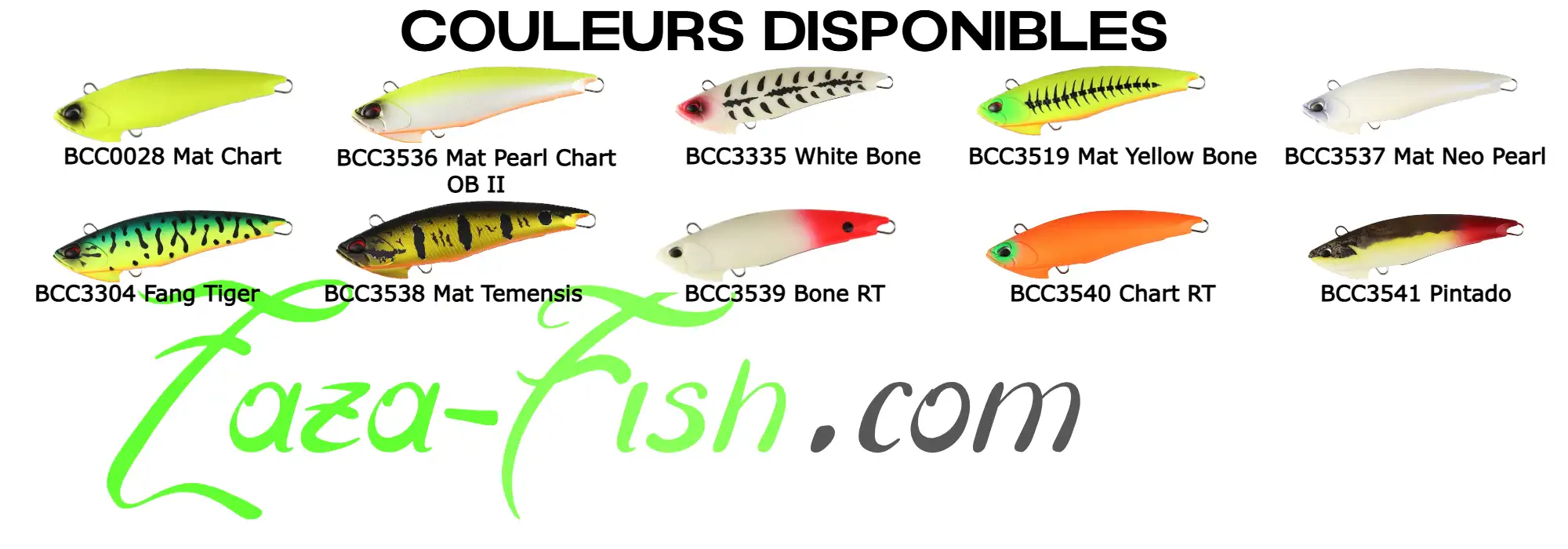 coloris incontournables du Fangjaw 110, sélectionnés par Zaza-Fish pour la pêche en mer eau douce